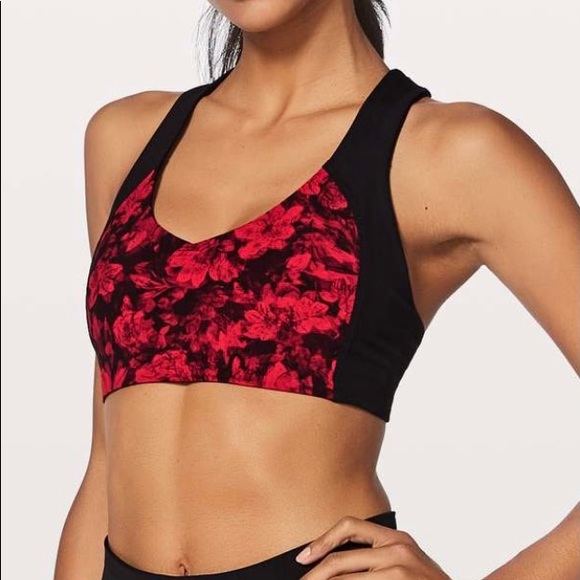 lululemon athletica Other - Lululemon Sweat Times Bra Sz 2 Carmine Red Floral